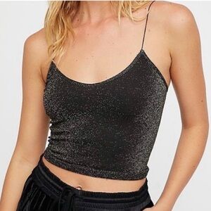 NWOT Free People Intimately Black & Gold Strappy Crop Top in XS/S